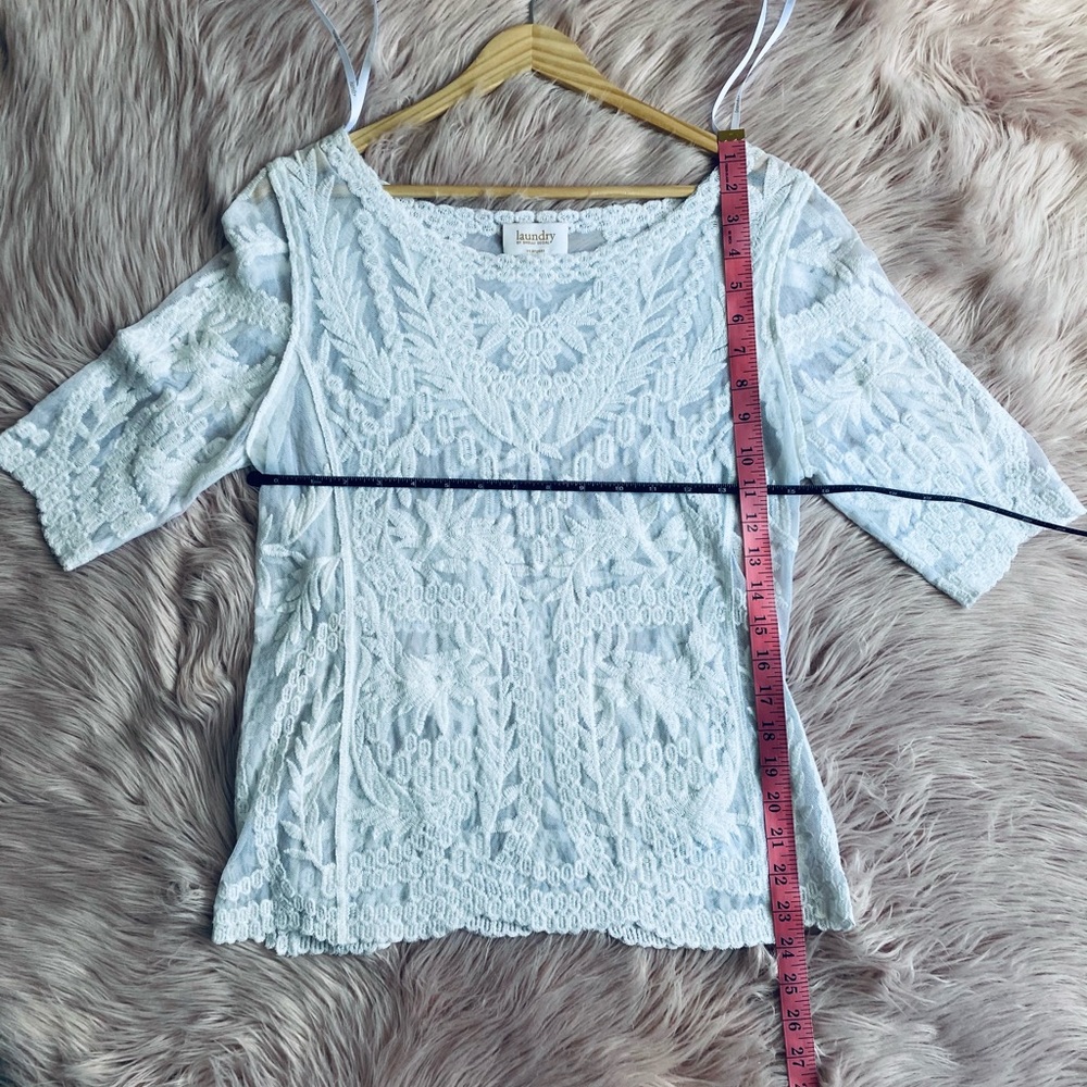 Laundry by Shelli Segal White Lace Top M - Picture 5 of 5